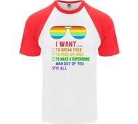 Want To Liberarsi Ride My Bicicletta Divertente Lgbt DA UOMO S/S Baseball