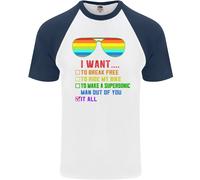 Want To Liberarsi Ride My Bicicletta Divertente Lgbt DA UOMO S/S Baseball