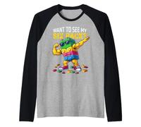 Want To See My Six Pack Funny Blocks Bricks Master Builder Maglia con Maniche Raglan