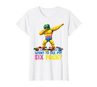 Want To See My Six Pack Funny Blocks Bricks Master Builder Maglietta con Stampa Grafica Economica