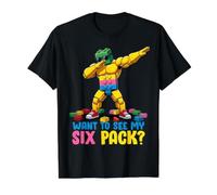 Want To See My Six Pack Funny Blocks Bricks Master Builder Maglietta con Stampa Grafica Economica