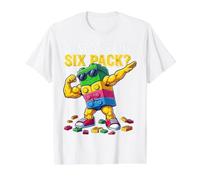 Want To See My Six Pack Funny Blocks Bricks Master Builder Maglietta con Stampa Grafica Economica, Uomo, Bianco, S