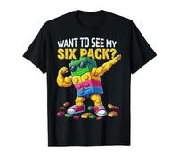 Want To See My Six Pack Funny Blocks Bricks Master Builder Maglietta con Stampa Grafica Economica, Uomo, Nero, S
