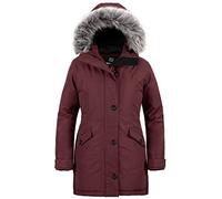Wantdo Cappotto Caldo Lungo Invernale Parka con Cappuccio in Pellicia Antivento Giacca Slim Fit Idrorepellente Giubbotto Casual Outdoor Donna Vino Rosso L