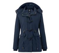Wantdo Cappotto con Cappuccio Overcoat Work Winter Giaccone Slim Fit Jacket Outdoor Casual Donna Blu Scuro XXXL