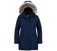 Wantdo Cappotto Donna di Piumino Invernale Caldo Parka da Esterno Antivento Giubbotto con Cappuccio Pelliccia Staccabile per Casual Lavoro Passeggiata Blu 56