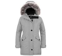 Wantdo Coat Hood Warm Windproof Giaccone Slim Fit Jacket Idrorepellente Casual Giacca con Cappuccio Donna Grigio Chiaro S