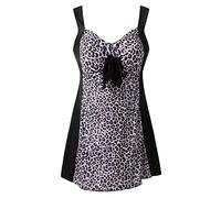 Wantdo Costume da Bagno One Piece Curvy Taglie Forti Estate Costume Intero Vita Alta per Mare e Spiaggia Costumi da Bagno Interi con Pantaloncini Leopardo Nero 56-58