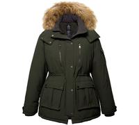 Wantdo Donna Giacca Invernale Oversize Piumino Trapuntato Caldo Mantello Addensante Parka con Cappuccio in Pelliccia Staccabile Uomo Verde 60-62