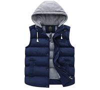 Wantdo Gilet Imbottito Caldo Invernale Smanicato con Cappucio Staccabile Antivento Giacca Senza Maniche Corto Giubbotto Casual con Zip Donna Blu S