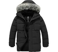 Wantdo Piumino Uomo Invernale Impermeabile Media Lunghezza Giacca | Impermeabile,Antivento,Cappuccio Regolabile,Pelliccia Sintetica Rimovibile,Zip doppio verso,Cappotto da Neve,Viaggio,Outdoor