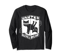 Wanted Dead And Alive Funny Kitty Amanti dei Gatti Maglia a Manica