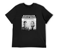 Wanted for Prison Break T-Shirt Graphics Tee Black Tee Shirt L