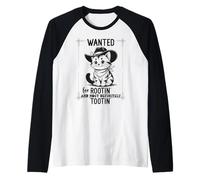 Wanted for Rootin Most Definitely Tootin Cowboy Cat Farting Maglia con Maniche Raglan