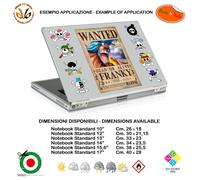 Wanted franky one piece adesivo notebook tablet sticker cartoon print pvc 9 pz.
