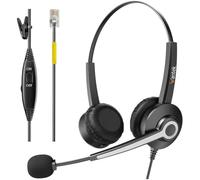 Wantek - Cuffia telefonica monoaurale con microfono antirumore e controllo del volume, cuffie per call center per Yealink Avaya Cisco Grandstream Snom Panasonic KXT telefoni IP