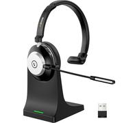 Wantek Cuffie Bluetooth V5.2 con microfono, cancellazione rumore, dongle USB, base ricarica, pulsante muto per PC e telefoni cellulari