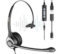 Wantek Cuffie con Microfono, 3.5mm/USB/Type-C Cuffie con Microfono di cancellazione del rumore per Computer Portatili Tablet Smartphone Conferenze Online, Mono