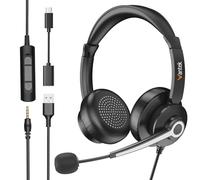 Wantek Cuffie con microfono,USB A/USB C/3,5 mm jack 3 in 1 Cuffie con Filo PC,con riduzione del rumore e regolazione del volume per Call Center,Skype Zoom,Home Office,corsi online