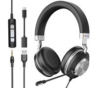Wantek Cuffie con microfono,USB-A/USB-C/3,5 mm jack 3 in 1 Cuffie con Filo PC,con riduzione del rumore e regolazione del volume per Call Center,Skype,Zoom,Home Office,corsi online