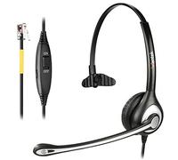 Wantek Cuffie Telefono Fisso Monoaurale con Microfono a Cancellazione del Rumore e Controllo del Volume, Auricolare Ufficio per Yealink Avaya Cisco Grandstream Panasonic KXT Telefoni IP(F600Y1)