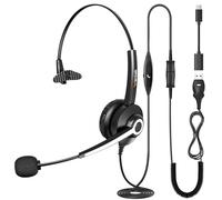 Wantek Cuffie USB con microfono, Cuffie PC con microfono per ufficio e lavoro, riunioni, videoconferenze, telelavoro, call center, Skype, Zoom