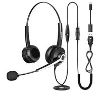 Wantek Cuffie USB con microfono, Cuffie PC con microfono per ufficio e lavoro, riunioni, videoconferenze, telelavoro, call center, Skype, Zoom