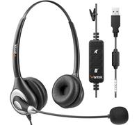 Wantek Cuffie USB Con Microfono per PC e Laptop, Cancellazione del Rumore per Computer, Controllo del Volume In Linea per Ufficio e Business