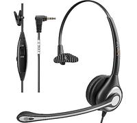 Wantek Telefono per Cuffie per Jack da 2,5mm con Cancellazione del Rumore del Microfono e Controllo del Volume, Cuffie del Telefono Fisso a Corda per Gigaset Cisco Polycom DECT Telefone (Black-Mono)