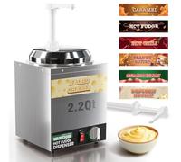 WantJoin Nacho - Dispenser per formaggio con pompa, scalda formaggio Nacho da 2,2 l, in acciaio inox, con regolazione della temperatura a 5 livelli, dispenser commerciale per fondente caldo e