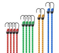 Wantli set di 12 Corde Elastiche con Gancio, Corda Elastice, 4 Lunghezze, Bande Elastiche,Fasce Elastiche, per Teloni, Portapacchi, Campeggio, Giardinaggio, Auto e Bici