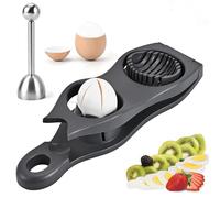 Wantli Tagliauova, Affettatrice per Uova Sode 2 in 1, Apriuova con testa d'uovo, Separa Uova, Acciaio Inossidabile, Ottimo per Tagliare Uova,Fragole,Banane