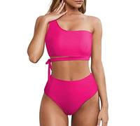 Wantonfy Una Spalla Bikini Donna Costumi da Bagno Costume Set di Due Pezzi Vita Alta Swimsuit