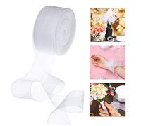 WANTOUTH Nastro Organza Bianco 4 cm*45 m Nastro per Regalo in Organza Pollici Scintillio Nastro Organza Pura con Bordi Bianchi per Decorazioni Festival Confezioni Regalo Artigianato Arte Giardino