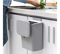 wanwanper 9 l, coperchio scorrevole da cucina, pattumiera da cucina, cestino per la spazzatura a parete, per piano di lavoro con una grande apertura orizzontale, per lavabo, cucina (grigio)