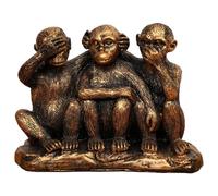 Wanwanzi Set di 3 scimmie sagge - Scimmia 3 in 1 in resina rivestita in bronzo - Non sentire il male, non vedere, non parlare il male, statuette per ufficio e casa, idea regalo