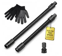 WANWEN 1/2 Flexible Shaft Extension Extender Torque Socket Ratchet Spanners Electric Wrench Connecting Rod, 360° Flex Reach Extensions Bar for Tight Spaces, Portable Auto Repair Tool (C*250+350mm)