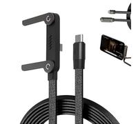 WANWEN 2-in-1 Invisible Holder Charger Cable with Stand, Sideways Phone Charger, 240w Braided Fast Charge Cable with Stand, 1.5m Type-C, USB-C Super Fast Charging for Smartphones, Tablets