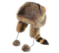 WANWEN Cappello Coda Procione Lunga, Cappello con Coda di Procione, in Pelliccia Sintetica, Antivento e Caldo, Adatto a Uomini, Donne e Bambini (L)