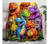 WANWEN Cute Smiling Dinosaurs Hd Digital Print Flannel, Dinosaur Throw Blanket for Kids, Soft Warm Cozy Lightweight Christmas Flannel Blanket, Dino Fleece Blanket for Boys and Girls (200 * 150CM)