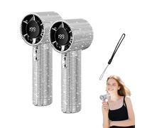WANWEN Full Diamond Portable Handheld Turbo Fan, Luxury Craftsmanship Glitter Rhinestone Fan,199 Gear Wind, High Speed Quiet, LED Display, USB Rechargeable