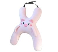 WANWEN H-Shape Car Pillow for Kids, Car Sleep Support Cushion, Neck Support Travel Cushion for Car Seat Safety, Soft Breathable Headrest for Children (pig)