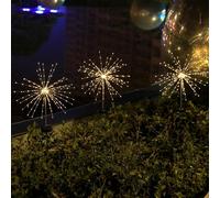 WANWEN Outdoor Solar Fireworks Lights, Christmas Firework Centerpiece Table Lights, Solar Powered, Waterproof, 150 LED Fairy Lights for Party, Home Decor (warm)