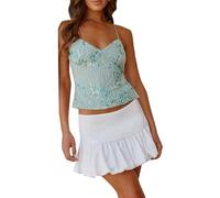 WANWEN Women Y2K Sequin Cami Top Sexy V Neck Open Back Criss Cross Straps Beaded Sequin Halter Top Womens Glitter Sexy Deep V Neck Beaded Halter (GREEN,M)