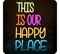 Wanxing Il nostro luogo felice è l'insegna al neon,Luce al Neon Dimmerabili,Scritte LED,Decorazione Murale per Sala Lettura, Aula, Festa Del libro, Della Biblioteca, Mouse della Bottega.