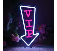 Wanxing Insegna al Neon a Freccia Bianca Vip,Insegne Luminose led per Decorazione Murale,Luce al Neon Dimmerabile,Adatta per l'arredamento di Hotel, Club, bar e Centri Commerciali