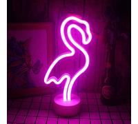 Wanxing Insegne al neon di fenicotteri rosa con luci al neon a led di base Luce USB/batteria Luce notturna per camera dei bambini Ragazza Camera da letto Tavolo Decorazioni per feste di Natale