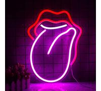 Wanxing Labbra al neon con labbra rosse a forma di lingua, per decorazione da parete, luce al neon rosso-rosa per camera da letto luce al neon LED per sala giochi, pub, casa, bar, club, feste, regalo