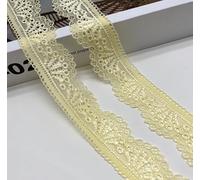 WANYI 2 Yards 3cm Larghezza Pizzo Elasticizzato, Pizzi e Merletti, Passamaneria, Nastro Decorativo, Vintage Ribbon Lace per Artigianato del cucito, Decorazione fai da te(Giallo chiaro)