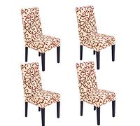 WANYI 4 Pezzi Coprisedie Sala da Pranzo Universale Coprisedie con Schienale Elasticizzato Lavabile Copertura della Sedia con Banda Elastica per Una Misura Universale (caffè + Champagner)